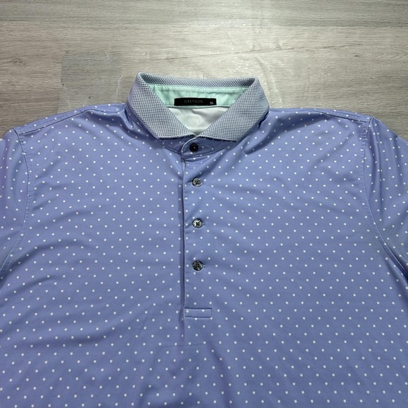Greyson Polo Shirt Mens XL Blue Polka Dot Golf Performance Stretch Short Sleeve - Picture 3 of 10